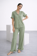 Set de pijama de pantalón verde olivo