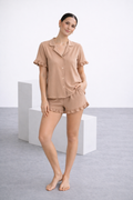 Set de pijama de short beige