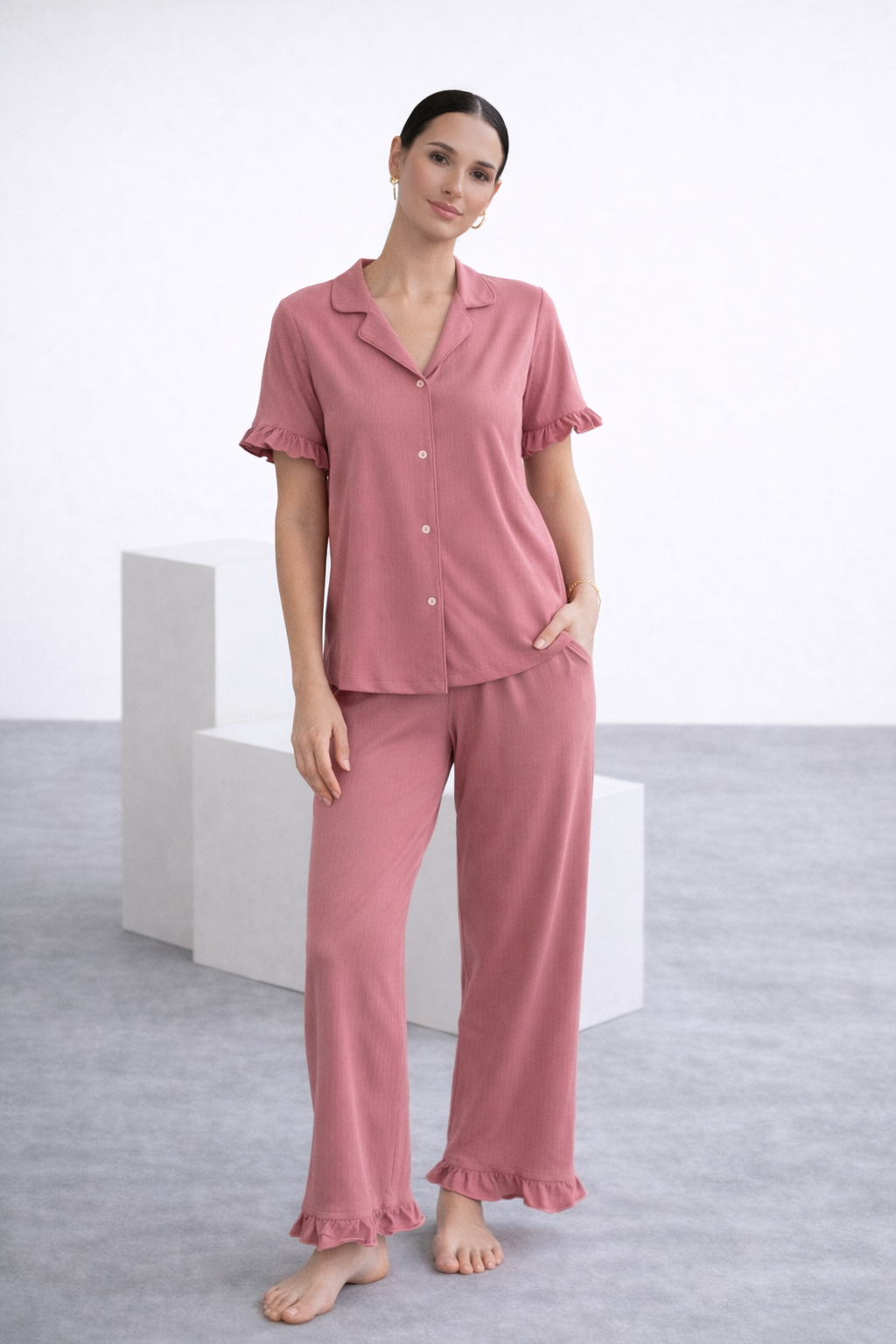 Set de pijama de pantalón palo de rosa