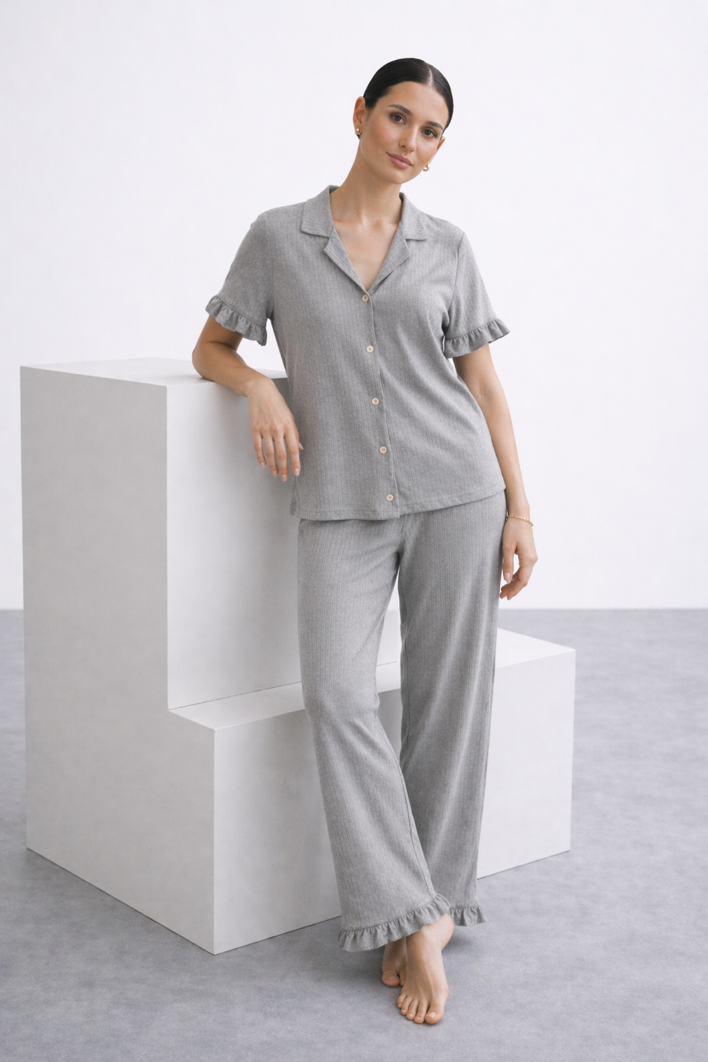 Set de pijama de pantalón gris