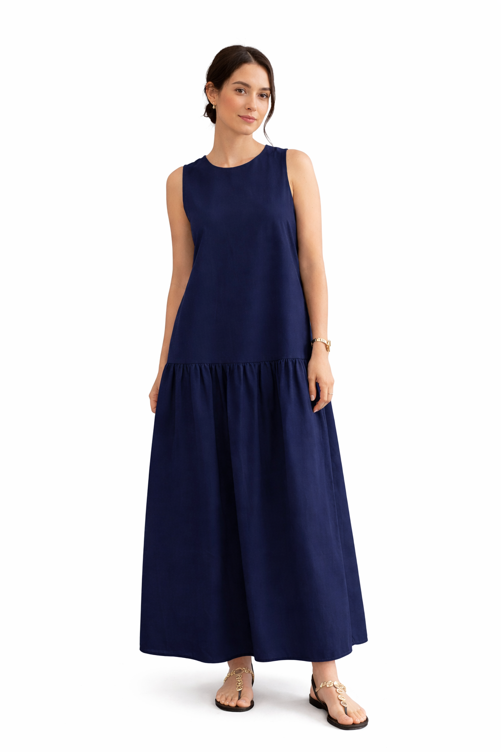 Vestido de algodón azul marino